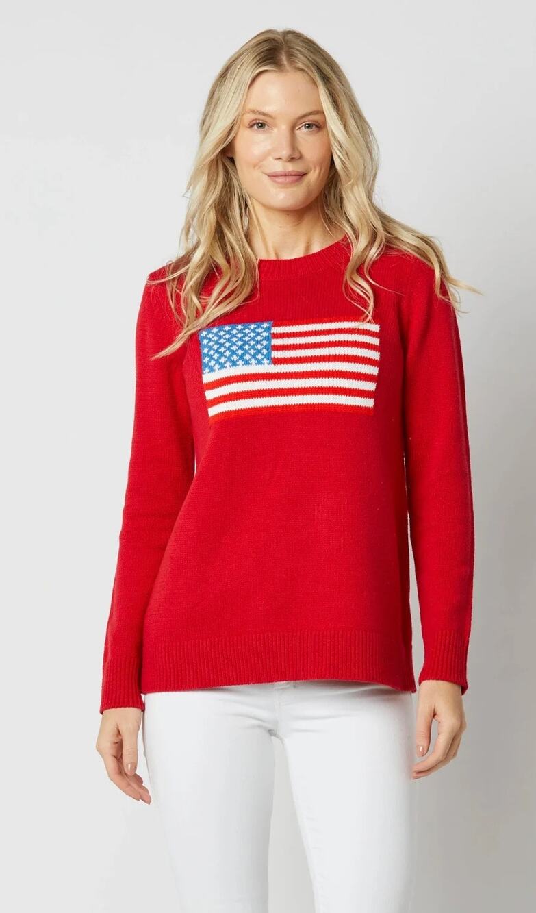 NWT Sail to Sable Red Classic Flag Sweater Sz S